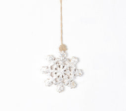 Hand Cut Wooden Christmas Snowflake Ornament