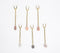 Hand Cut Moonstone & Brass Appetizer Forks (Set of 6)