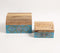 Hand Painted Mango Wood Tribal Floral Storage Boxes (Set of 2)