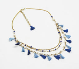 Handcrafted Boho-chic Beaded & Tasseled Bone Necklace