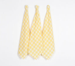 Handloom Cotton Lemon Checks Kitchen Towels (Set of 3)