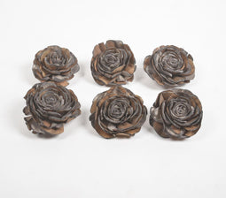 Handcrafted Dark Rose Shola Flowers (set of 6)