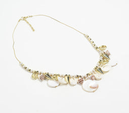 Handcrafted Statement Shell Summer Brass Necklace