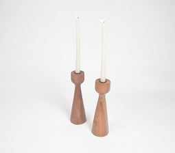 Handmade Mango Wood Candle Stand (Set of 2)