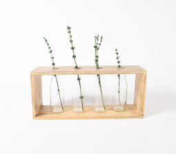 Handmade Wood & Glass Centerpiece - 4 Bottles