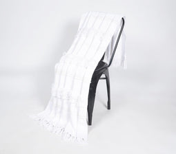 Handwoven & Tufted Striped Cotton Throw with Tassels