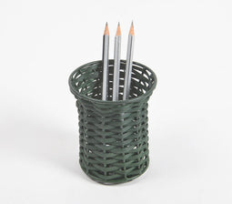 Handwoven Cane & Iron Monotone Pen Stand