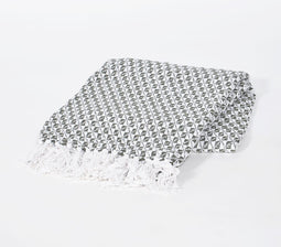 Handwoven Cotton Lattice Tasseled Throw