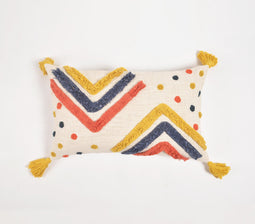 Handwoven Cotton Shaggy Tufted Multicolor Cushion Cover