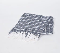 Handwoven Cotton Textured Checked Tasseled Throw