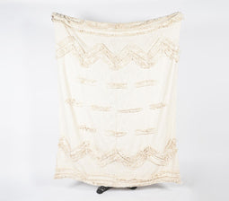 Handwoven Cotton Textured & Frayed-Chevron Throw
