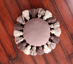 Handwoven Fluffy Tasseled Plum Cushion cover