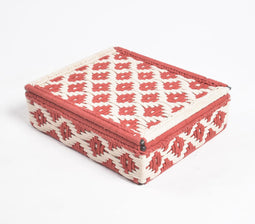 Handwoven Recycled Cotton Beige & Red Box
