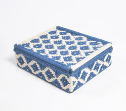Handwoven Recycled Cotton Beige & Blue Box