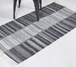 Handwoven Greyscale Tasseled Rug
