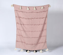 Handwoven Pastel Pink Tasseled Throw