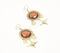 Hazel Stone & Metallic Star Dangle Earrings