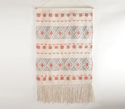 Handwoven Wool & Cotton Geometric Terra Fringed Wall Hanging
