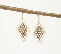 Honeycomb Beaded Diamond Dangle Earrings