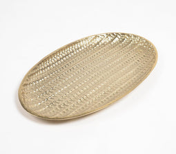 Honeycomb Textured Gold-Toned Oval Aluminium Plate