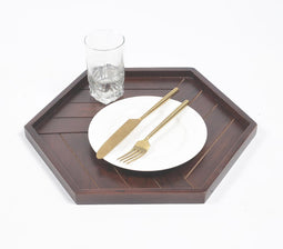 Hexagonal Hand Cut Wooden Serving Tray