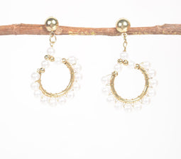 Hooped-Pearls Dangle Earrings
