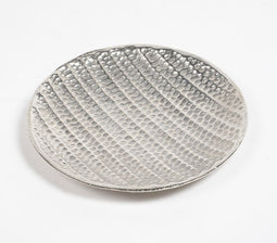 Honeycomb Textured Silver-Toned Aluminium Snack Plate