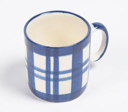 Indigo Plaid Ceramic Coffee Mug