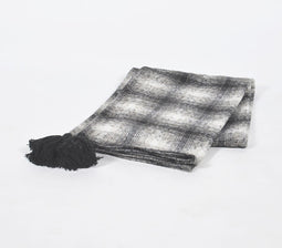 Handwoven Woolen Monochrome Tasseled Gingham Checks Throw