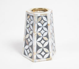 Hexagonal Pyramid Mother of Pearl Tealight Holder