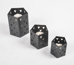 Heart Cut Pentagonal Prism Tea Light Holder