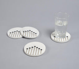Inlaid Brass & Marble Coasters (Set of 4)