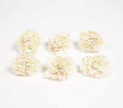 Ivory Carnations eco-friendly shola wood flowers (set of 6)