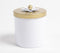 Ivory Metallic Jar with Floral Motif Lid