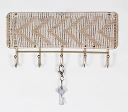 Jute Chevron Macrame & Gold-Toned Wall-Mount Hook