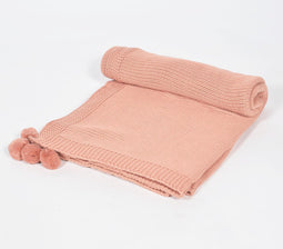 Knitted Cotton Salmon Tasseled Throw