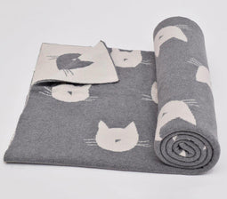 Knitted Cat Pattern Throw
