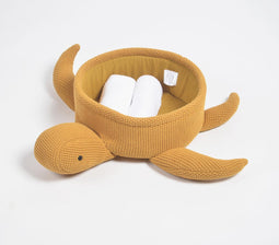 Knitted Cotton Mustard Turtle Basket