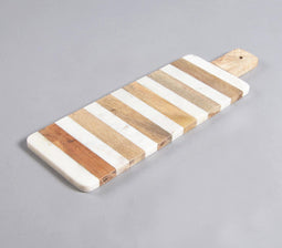 Lacquered Striped Mango Wood & Stone Serving Platter
