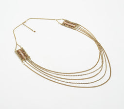 Layered Metallic Necklace with Beaded Accents