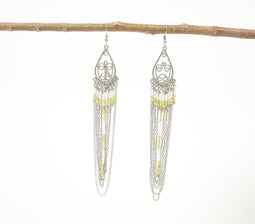 Lemon Beads Layered Dangle Drop Earrings