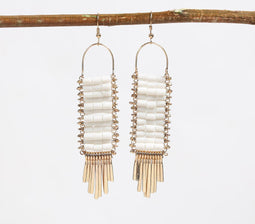 Ladder Beaded Metallic spike Earrings