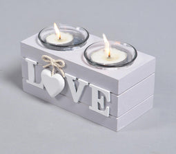 Love-Themed Twin Tealight Holder