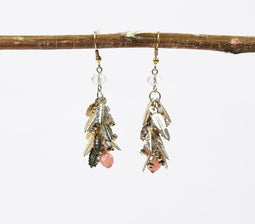 Leaf Charm & Beaded Dangle Earrings