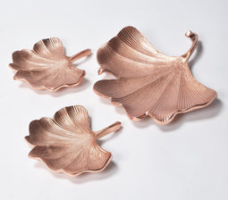 Lacquered Aluminium Leaf-Shaped Deccor Plates (set of 3)