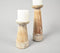 Light Burnt Wooden Candle Holder with Distressed Finishing (Set of 2)
