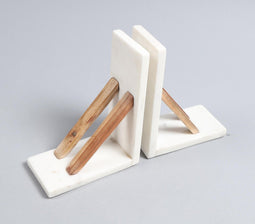 Marble & Wood Minimal Bookends (Set of 2)