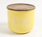 Matte-Yellow Typographic Metal Canister with Wooden Lid