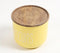 Matte-Yellow Typographic Metal Canister with Wooden Lid