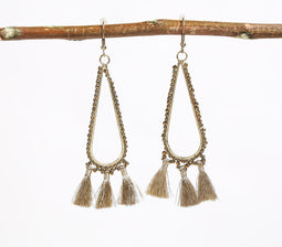 Metallic beaded & Tasseled Drop Earrings